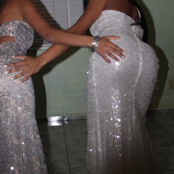 Formal White Sequin Dress - Picture 4 of 4